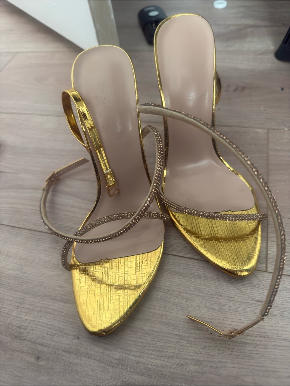 Gold Strappy Slingback Heels for Women